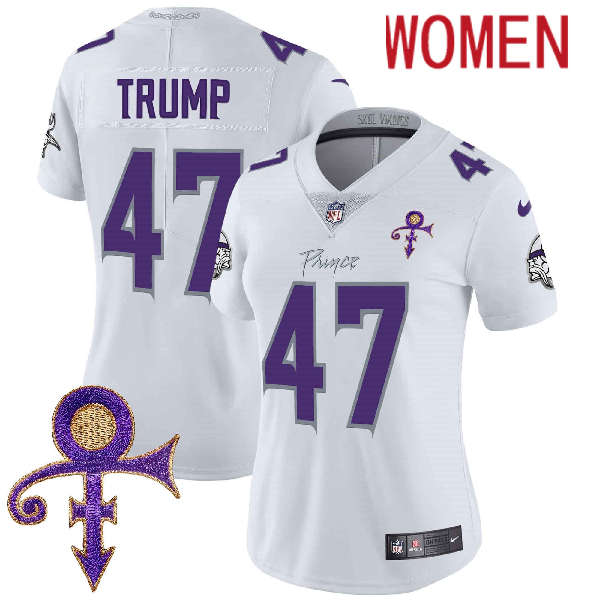 Women Minnesota Vikings #47 Trump White 2024 Nike Prince Vapor Limited NFL Jersey->women nfl jersey->Women Jersey